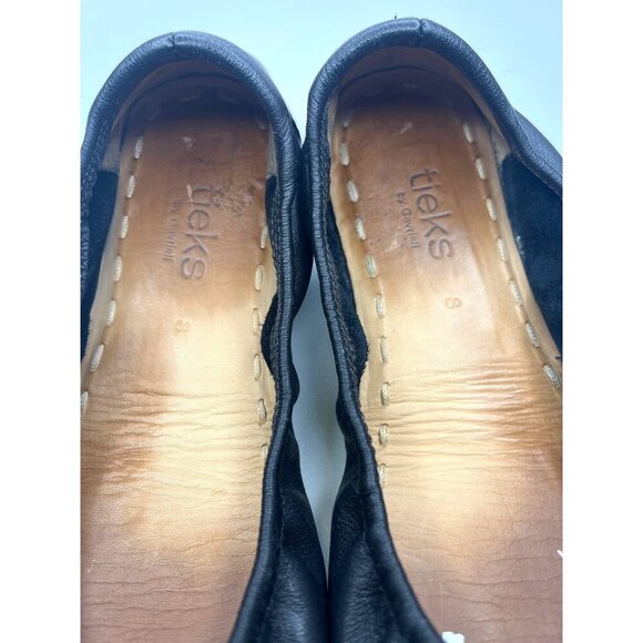 Tieks by Gavrieli Women's Size 8 Black Pebbled Leather Ballet Flats Teal Accents - Picture 9 of 12